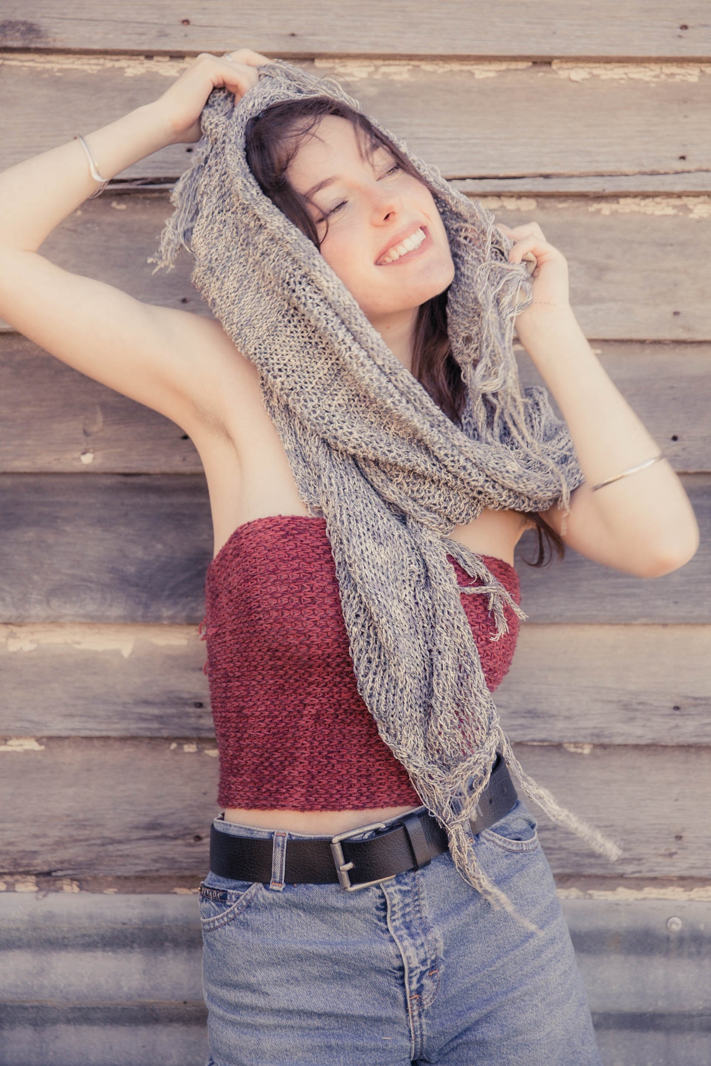 Lightweight Wool-Cotton Blend Scarf