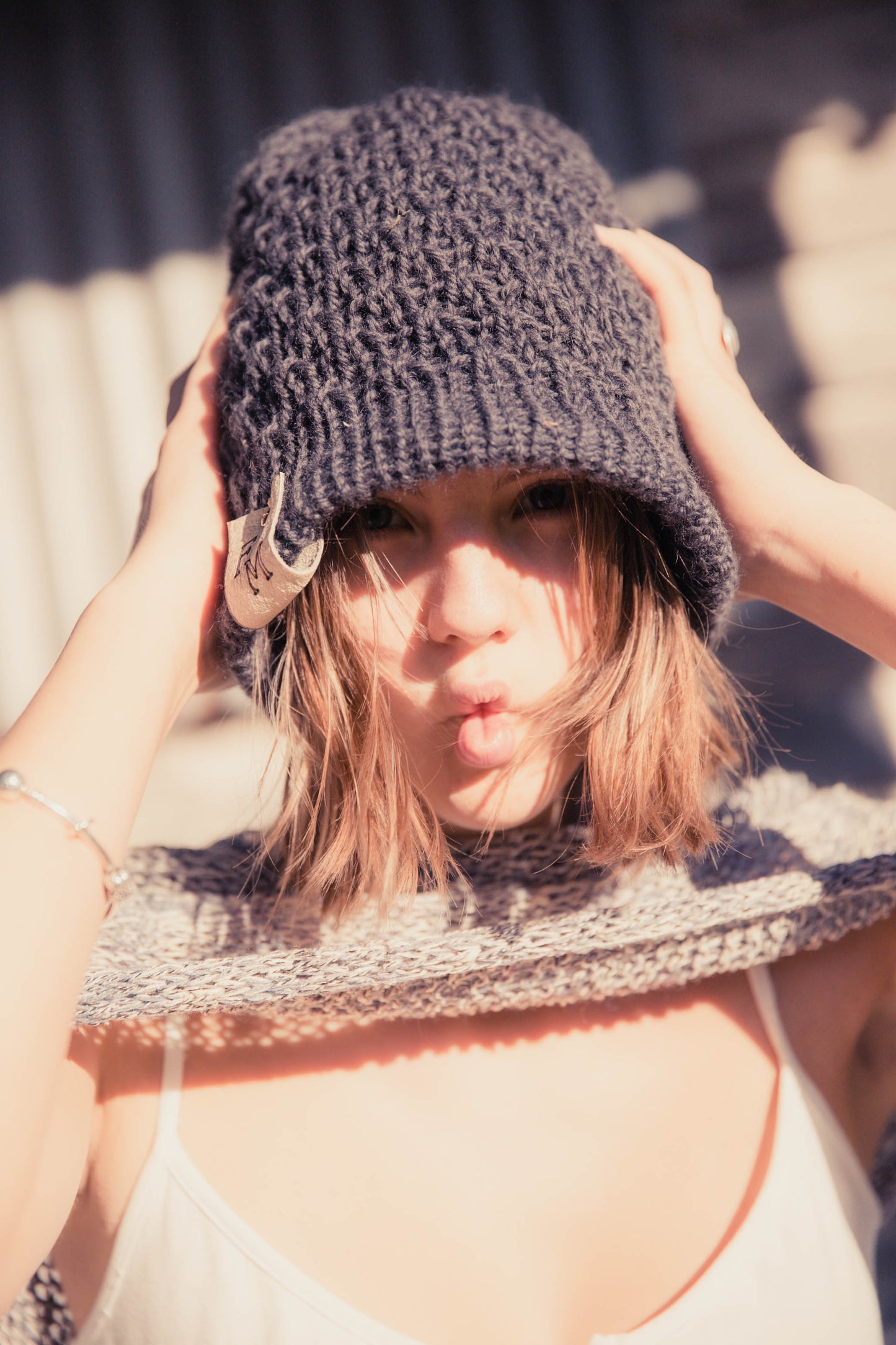 Helter Skelter Beanie with Pom Pom