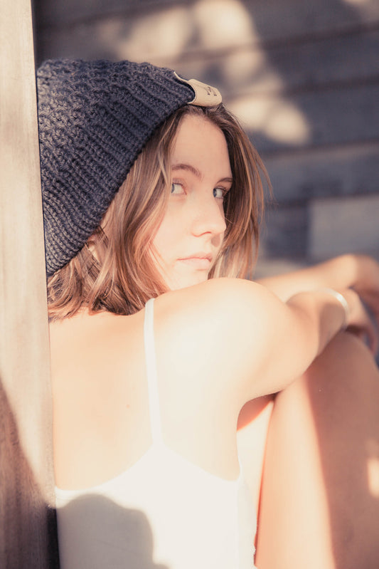 Knitted Beanie with Pom Pom